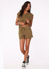 Bobi Slub Drawstring Short - Grenade ***FINAL SALE***-Hand In Pocket