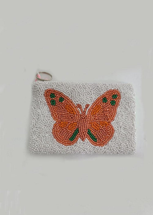 Tiana Designs Butterfly Beaded Pouch-Orange-Hand In Pocket