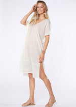 Bobi Gauzy Side Slit V Neck Midi Dress -***FINAL SALE***-Hand In Pocket