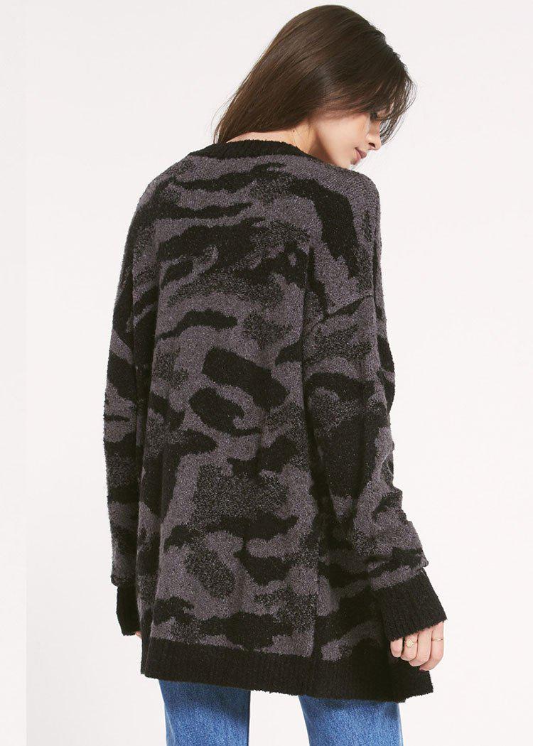 Rag Poets Hoffman Camo Cardigan-Hand In Pocket