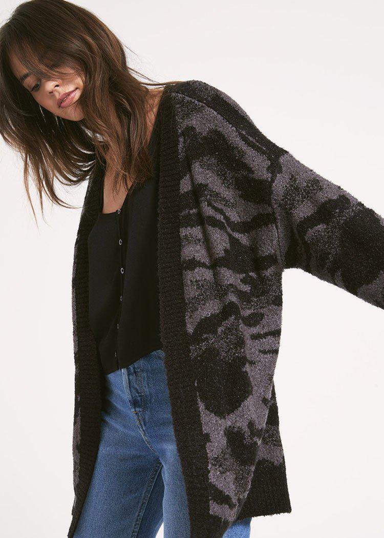 Rag Poets Hoffman Camo Cardigan-Hand In Pocket