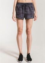 Z Supply Camo Raw Edged Sporty Short - Dark Blue Camo-Hand In Pocket