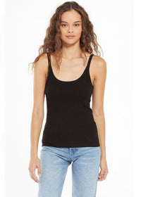 Z Supply Casa Ribbed Tank- Black-Hand In Pocket