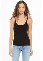 Z Supply Casa Ribbed Tank- Black-Hand In Pocket
