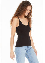 Z Supply Casa Ribbed Tank- Black-Hand In Pocket