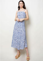 THML Caya Coco Floral Print Midi Dress-Hand In Pocket