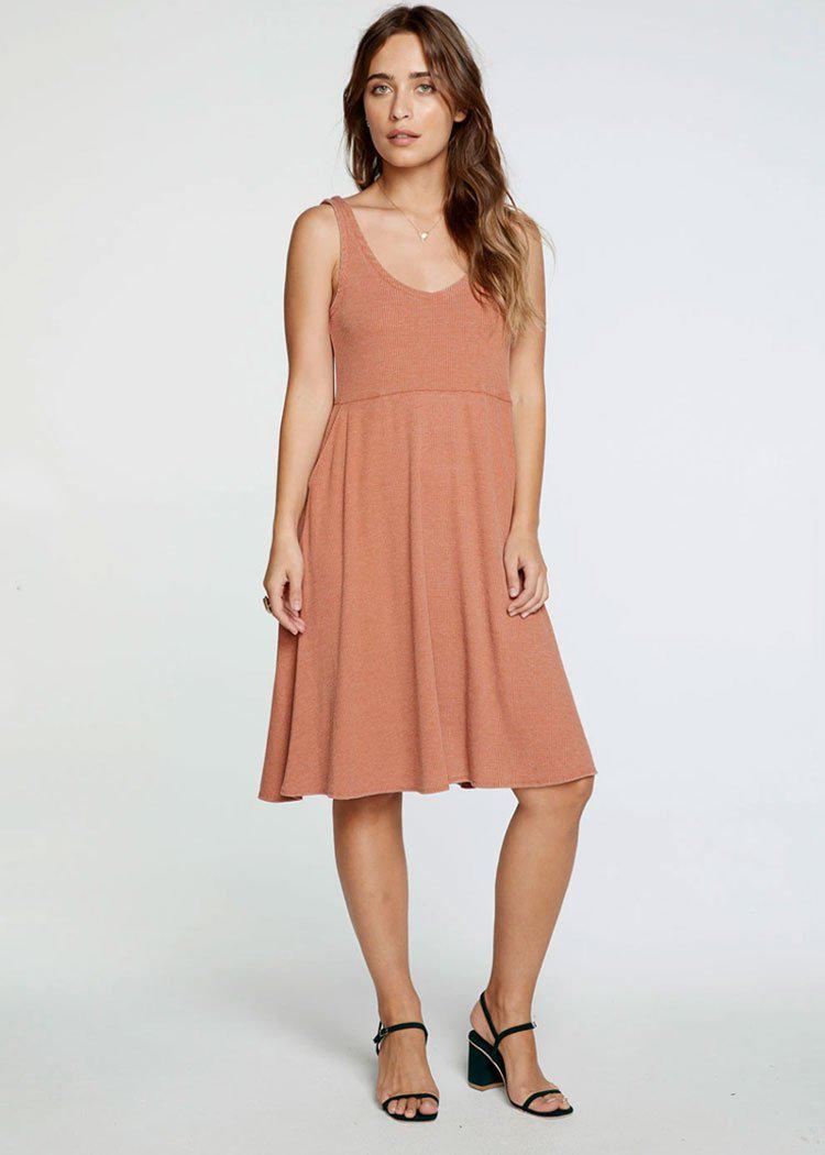 Chaser Ribbed Double V Tank Midi Dress -Sunkissed-***FINAL SALE***-Hand In Pocket