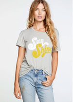 Chaser Sunshine Tee-Washed Grey-Hand In Pocket