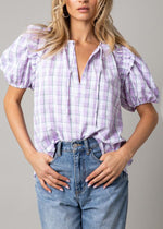 Avni Puff Sleeve Gingham Top-Hand In Pocket