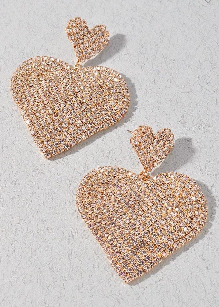 Corazon Heart Drop Earrings-Gold/Clear-Hand In Pocket