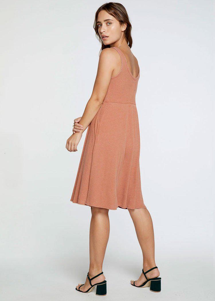 Chaser Ribbed Double V Tank Midi Dress -Sunkissed-***FINAL SALE***-Hand In Pocket