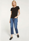 Z Supply Everyday Slub Crew Neck Tee-Black-Hand In Pocket