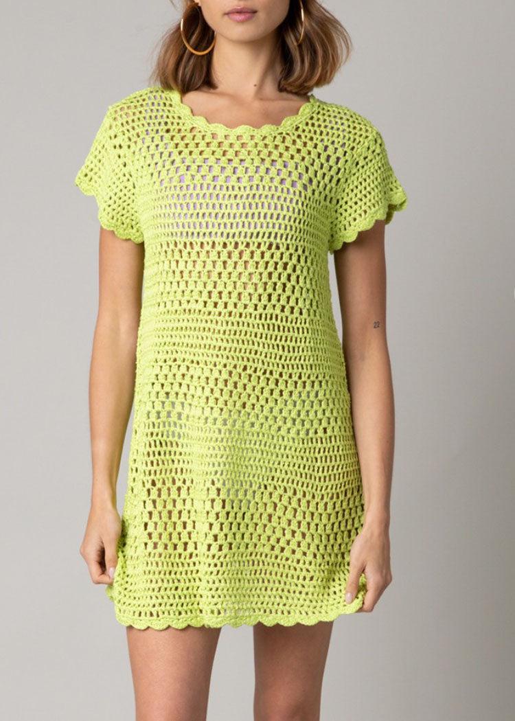 Andrea Crochet Cover- Up- Lime ***FINAL SALE***-Hand In Pocket