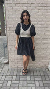 En Saison Raya Comb Knit Mini Dress-Black