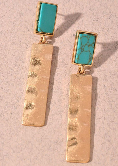 Stick Straight Earrings - Turquoise-Hand In Pocket