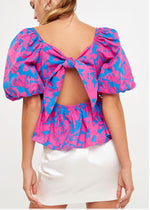 Emma Floral Printed Bow Top ***FINAL SALE***-Hand In Pocket