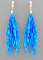 Milan Feather Dangles- Blue-Hand In Pocket