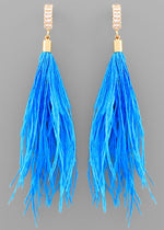 Milan Feather Dangles- Blue-Hand In Pocket