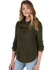 BB Dakota Forest For The Trees Ribbed Cowl Neck Sweater-Hand In Pocket