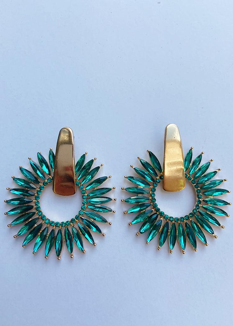 Primrose Jewel Hoops - Green-Hand In Pocket