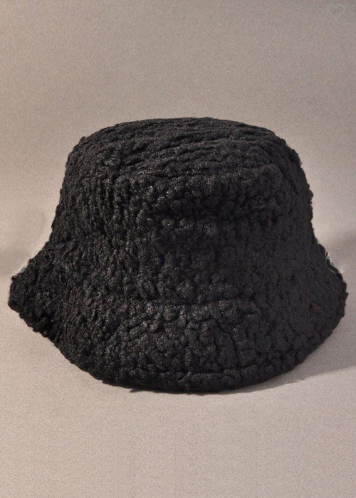 Montpellier Faux Shearling Bucket Hat-Black-Hand In Pocket