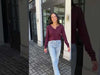 Bobi Cropped Ribbed Long Sleeve Henley Tee - Brandy***FINAL SALE***