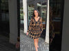 Simona Long Sleeve Jacquard Mini Dress