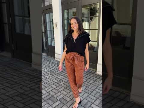 Blank NYC Mocha Brownie Faux Suede Paper Bag Waist Pant ***FINAL SALE***