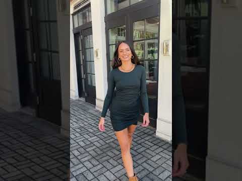 Bobi Long Sleeve Side Shirred Dress-***FINAL SALE***