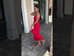 Sanur Pleated Cami Maxi Dress-Red