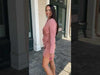 Caspian Long Sleeve Faux Wrap Mini Dress-Blush