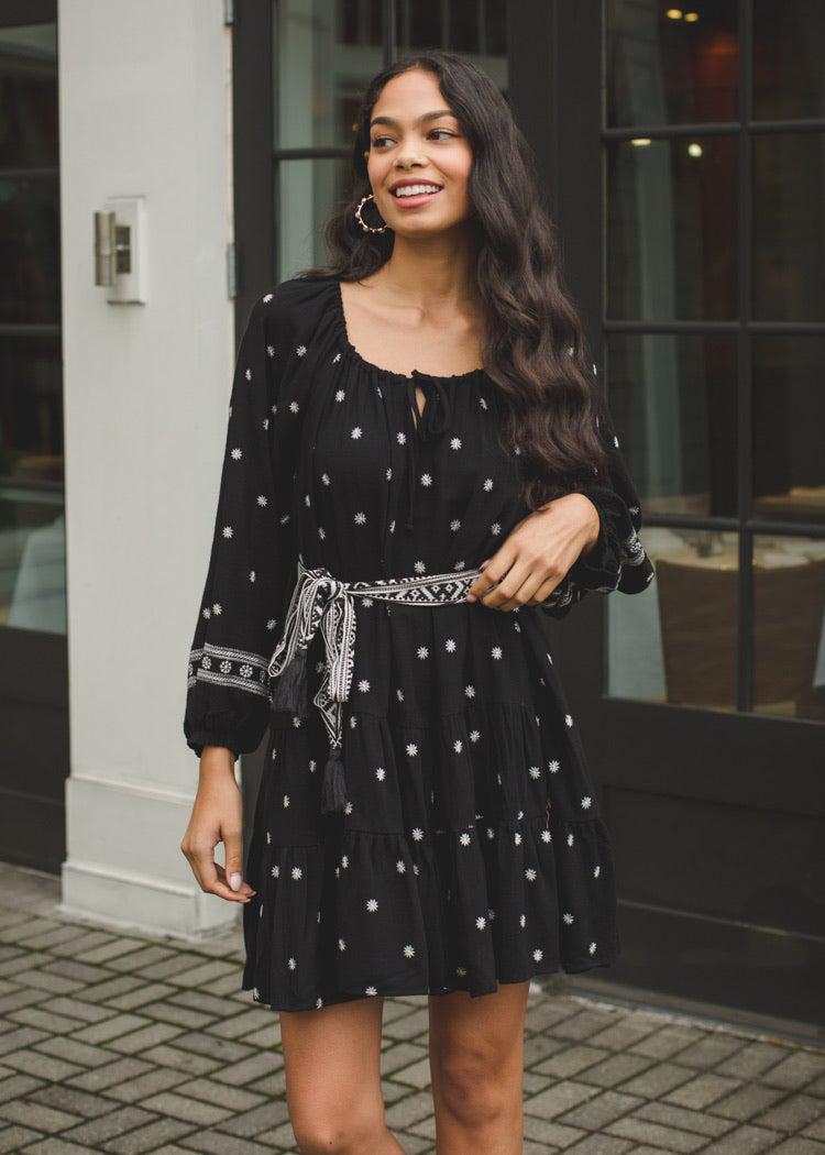 Lyric Belted Embroidered Dress-***FINAL SALE***-Hand In Pocket