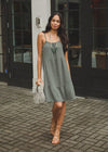 Bobi Spaghetti Strap Gauzy Tiered Cami Dress - Dark Sage-***FINAL SALE***-Hand In Pocket