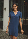 Bobi Split V Neck Short Sleeve Shirtdress - Coast***FINAL SALE***-Hand In Pocket