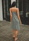 Bobi Spaghetti Strap Gauzy Tiered Cami Dress - Dark Sage-***FINAL SALE***-Hand In Pocket