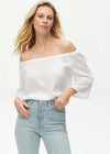 Michael Stars Isabel Gauze Convertible Top-White-Hand In Pocket