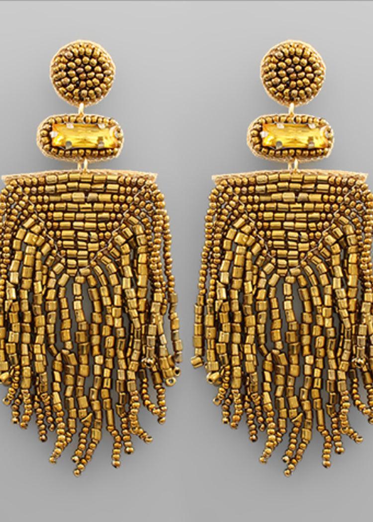 Julia Tassel Earrings- Gold-Hand In Pocket
