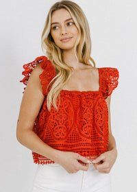 Leo Flounce Lace Crop Top -***FINAL SALE***-Hand In Pocket