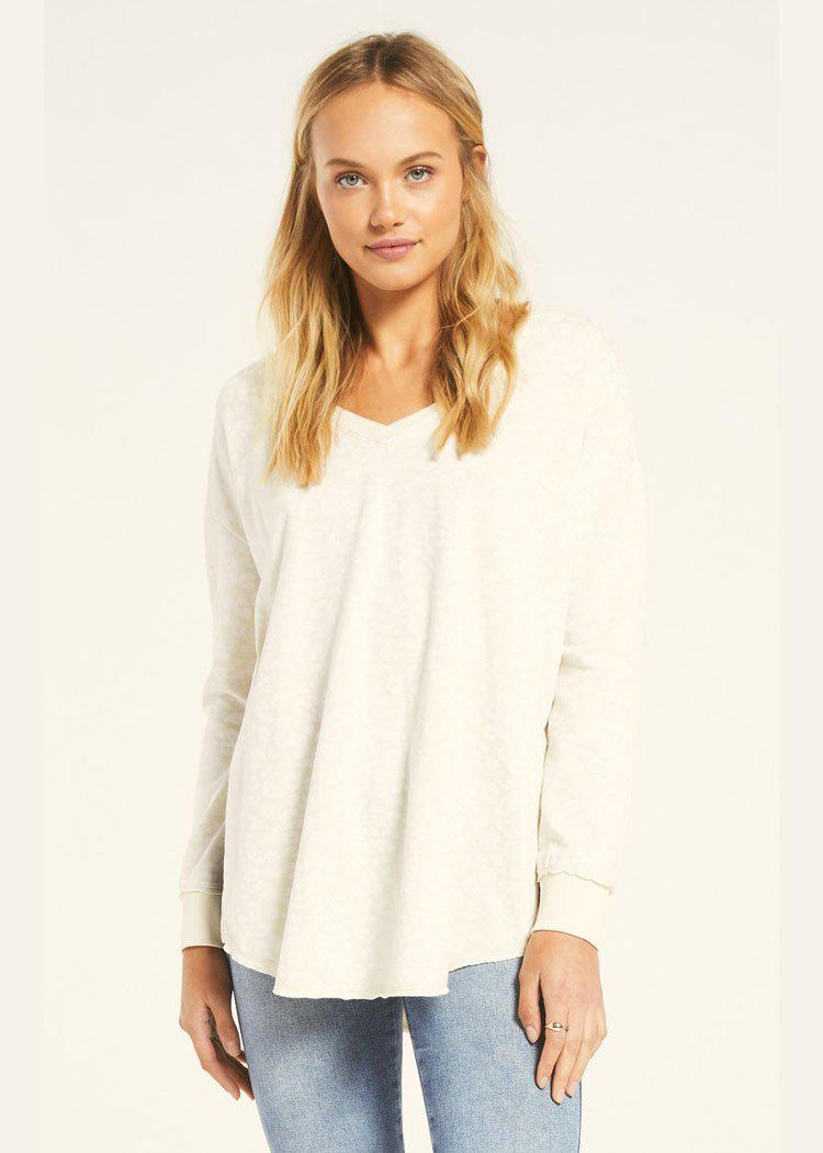V Neck Leopard Weekender Pullover-Hand In Pocket