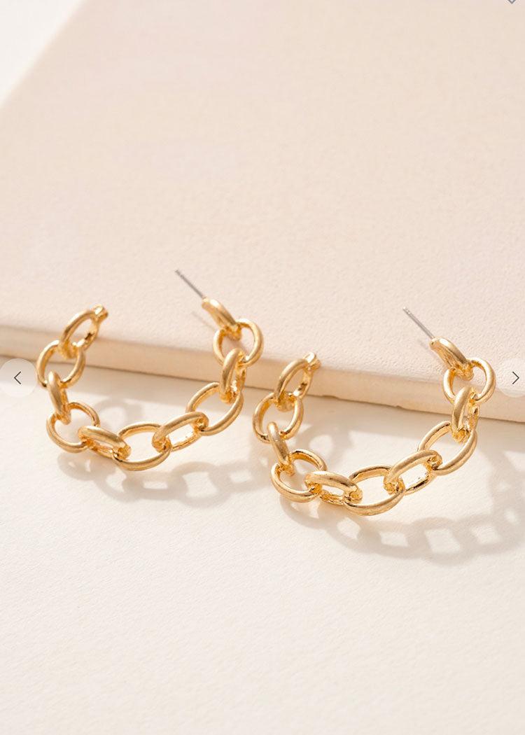 Bronte Chain Hoops - Gold-Hand In Pocket