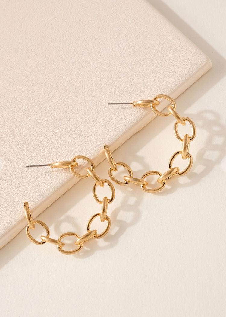 Bronte Chain Hoops - Gold-Hand In Pocket