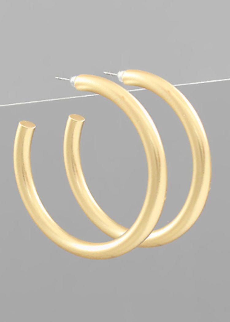 Elle Matte Gold Hoops-Hand In Pocket