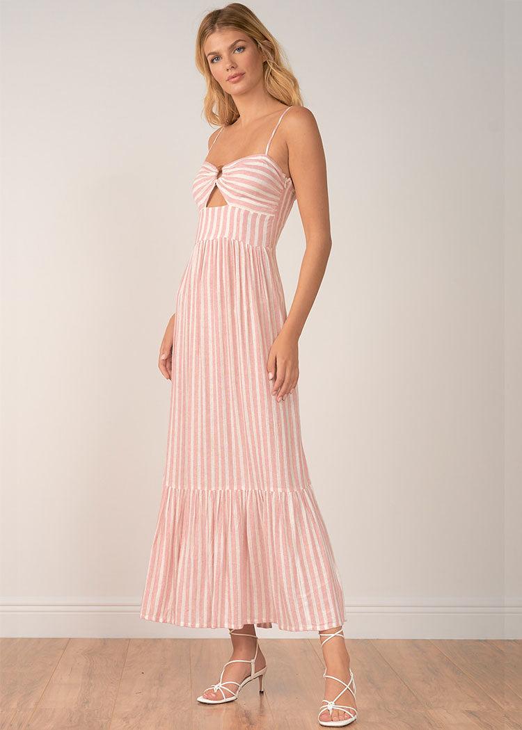 Kingston Striped Tiered Maxi Dress- Pink Dress-***FINAL SALE***-Hand In Pocket