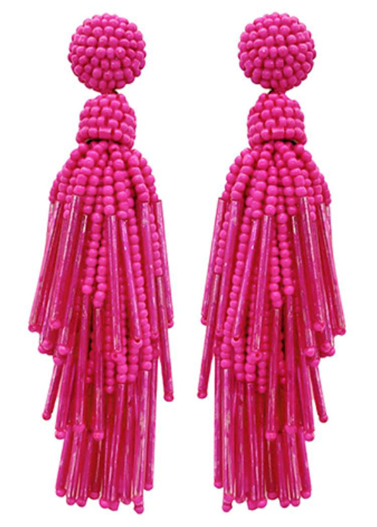 Valentina Tassel Earrings - Pink-Hand In Pocket