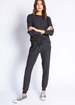 PJ Salvage Peachy in Color Banded Pant - Slate-Hand In Pocket