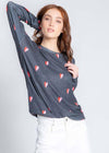 PJ Salvage Sealed With A Kiss Peachy Pullover-Hand In Pocket