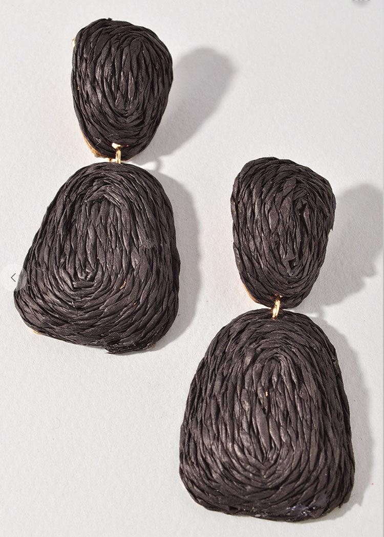 Panay Raffia Drops-Black-Hand In Pocket