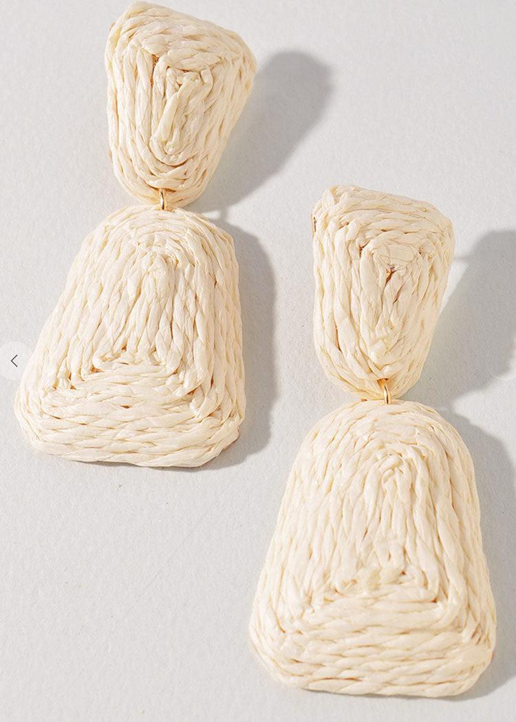 Panay Raffia Drops-White-Hand In Pocket