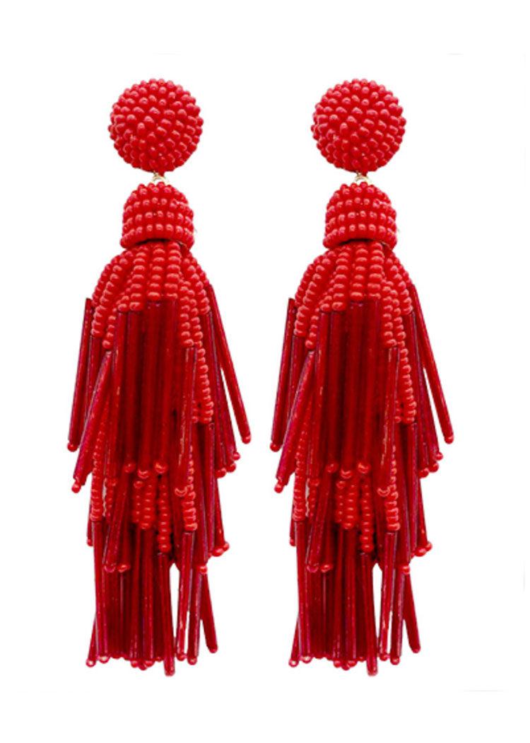 Valentina Tassel Earrings - Red-Hand In Pocket