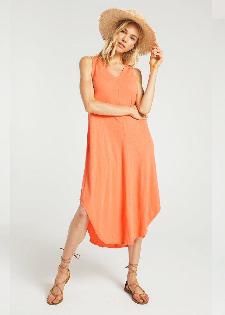 Z Supply Reverie Midi Dress - Tropical Coral-Hand In Pocket